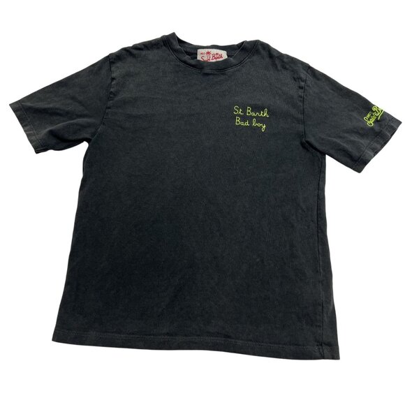 MC2 Saint Barth Josh Cotton T-Shirt in Black Stampa Front - Picture 1 of 4